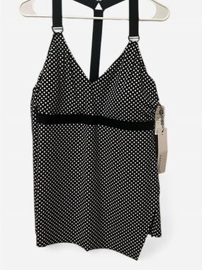 Magicsuit Black and White Polka Dot Tank with T-Back